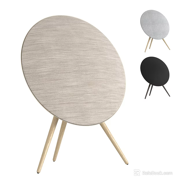 Sleek Modern Headphone Speaker Round Fabric Cover Design With Wooden Legs And Multiple Colors 3d model 