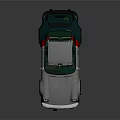 Silver Retro Sports Car With Large Rear Wing Red White Stripes And Round Headlights