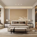 Modern Bedroom Interior With Bedside Tables Lamps Soft Rug And Accent Chair
