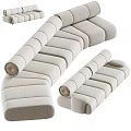 Modern Modular Fabric Sofa Set With Sectional Ottoman And Decorative Cushions 3d model