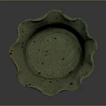 Handmade Green Ceramic Bowl with Scalloped Edge and Brown Speckles for Daily Household Use
