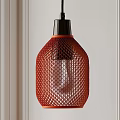 Modern Black Pendant Light With Honeycomb Mesh Design Metallic Finish And Illuminated Bulb