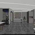 Modern Beauty Hair Salon Interior With Starry Sky Ceiling White Shampoo Stations And Shelves