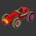 Red And Yellow Vintage Racing Car With Number 17 Large Wheels Open Cockpit