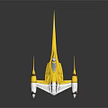 Yellow And White Streamlined Spaceship Model With Pointed Wings And Cockpit 3d model
