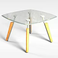 Modern Coffee Table with Glass Top and Yellow Silver Legs Contemporary Design