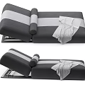 Modern Lounge Chair with Gray and White Stripes Rolled Cushion Draped Cloth and Metal Frame
