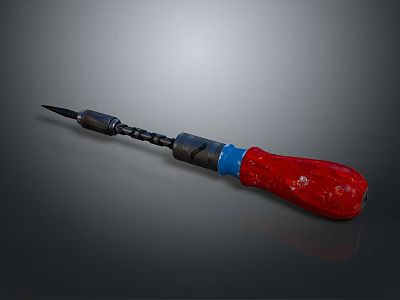 Red Handle Screwdriver With Blue Ring And Black Metal Daily Living Tool 3d model