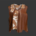 Unique Orange And White Patchwork Vest With Irregular Cut And Stitched Details