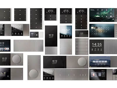 Sleek Modern Switch Panels With Digital Displays Round Buttons And Various Styles 3d model