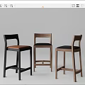 Modern Bar Stools With Wooden Frame And Brown Black Seats Design