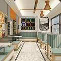 Charming Milk Ice Cream Dessert Shop Storefront With Glass Windows Street View Bicycle And Car