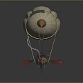 Vintage Styled Water Vehicle With Airship Balloon Bird Beak Front Propeller And Hull
