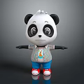 Cute Panda Doll With Open Arms Wearing Colorful T Shirt Blue Pants Red Shoes