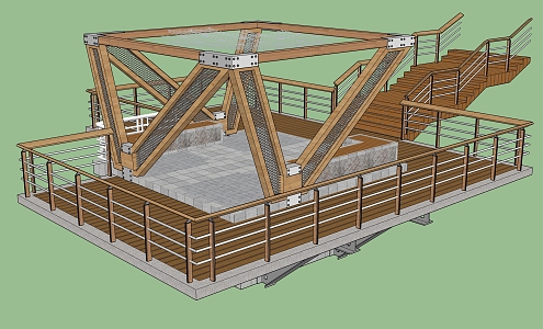 Modern Gazebo Outdoor Wooden Gazebo 3d model