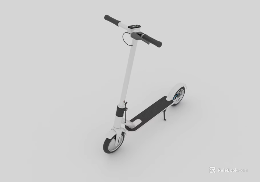 Modern Electric Scooter Sports Equipment With Black Handlebar White Deck And Two Wheels 3d model 