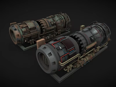 Large Industrial Equipment With Metal Structure Pipes Cables Gear Components And Rustic Finish 3d model