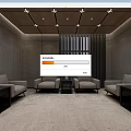 Hotel Public Lounge With Comfortable Sofas Table Lamps Floor Curtains And Carpet