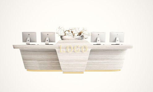 Modern reception desk front desk 3d model