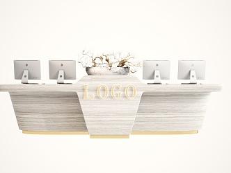 Modern reception desk front desk 3d model