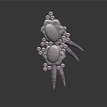 Contemporary Silver Jewelry Piece with 3D Floral Elements Small Beads Spike Details and Metallic Texture