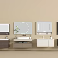Various Modern Bathroom Vanity Sets With Mirrors Sinks And Cabinets 3d model