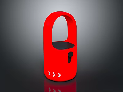 Red Unique Design Portable Computer Accessory With Opening Structure And White Arrow Indicators Modern Minimalist 3d model