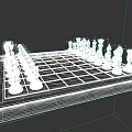 Detailed Chessboard With Black And White Pieces On Wooden Base