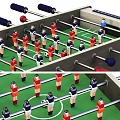 Foosball Table With Wooden Frame Green Playing Surface And Red Blue Players