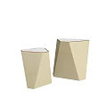 Two Modern Geometric Beige Side Tables With White Marble Top Design 3d model