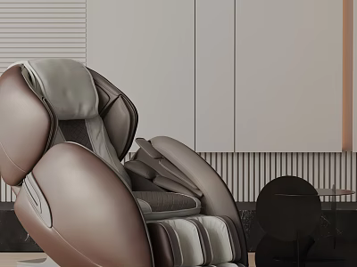 Modern Leather Leisure Chair In Brown Gray With Ergonomic Comfort Design 3d model