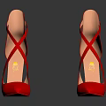 Stylish Red Satin High Heels With Crisscross Straps And Shiny Reflective Base