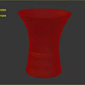 Red Carved Vase Sculpture With Intricate Geometric And Traditional Pattern Designs