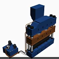 Large Blue And Yellow Industrial Hydraulic Press Machine With Control Unit And Multi Column Design