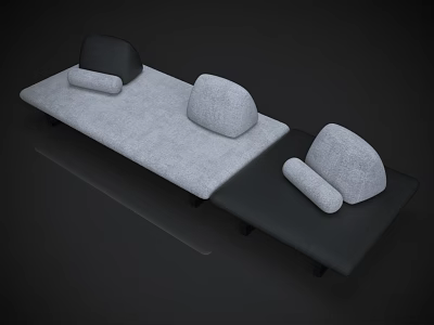 Modern Leisure Sofa Combination With Gray Black Fabric And Comfortable Pillows 3d model