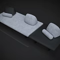 Modern Leisure Sofa Combination With Gray Black Fabric And Comfortable Pillows