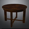 Classic Round Wooden Table With Dark Brown Finish And Four Solid Legs