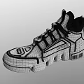 Stylish Black and White Structured Sneakers Showcasing Modern Urban Design Elements 3d model
