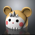 Cute Cartoon Hamster Character Design With Yellow Ears Pink Cheeks And White Horns