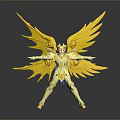 Yellow Winged Angelic Toy Figure With Open Arms And Shiny Armor