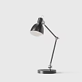 Black Adjustable Arm Table Lamp with Round Metal Base Showcased in Multiple Angles 3d model