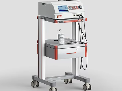 Multifunctional Kitchen Appliance Cart With Digital Display Cables And Storage Drawer 3d model