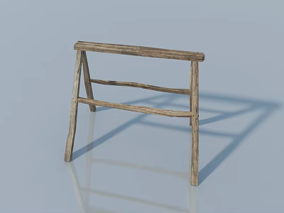 Rustic Wooden Swing Door Frame With Natural Wood Structure For Home Interior 3d model