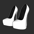 White High Heels With Platform Stiletto Heels And Shiny Square Toe Design