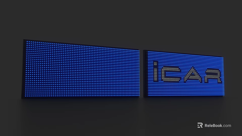 Illuminated Blue LED Dot Matrix Display And Icap Signage Screen Panel Board 3d model