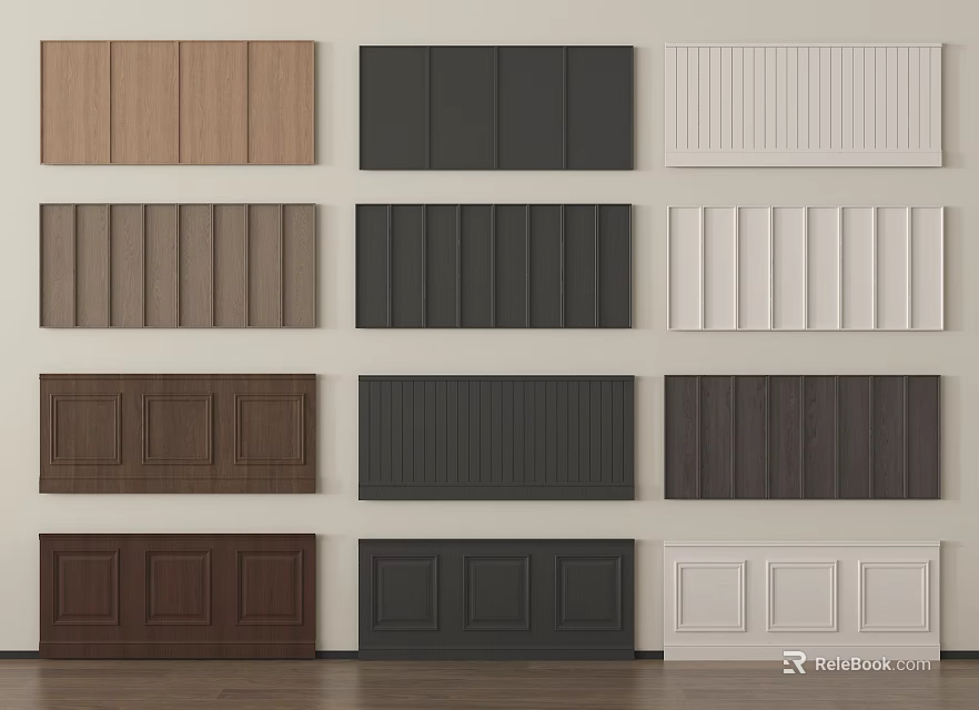 Stylish Wooden Wall Paneling In Multiple Colors And Various Design Patterns 3d model 