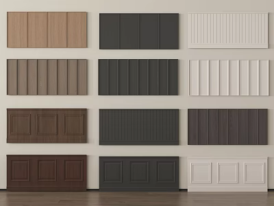 Stylish Wooden Wall Paneling In Multiple Colors And Various Design Patterns 3d model