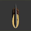 Ornate Scimitar Weapon With Red And Gold Decorative Handle And Sharp Blade