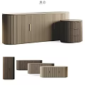Modern Striped Wooden Entryway Cabinet And Side Cabinet Interior Design Ideas
