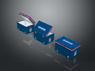 Three Blue Lidded Storage Boxes For Home Organization And Daily Use 3d model